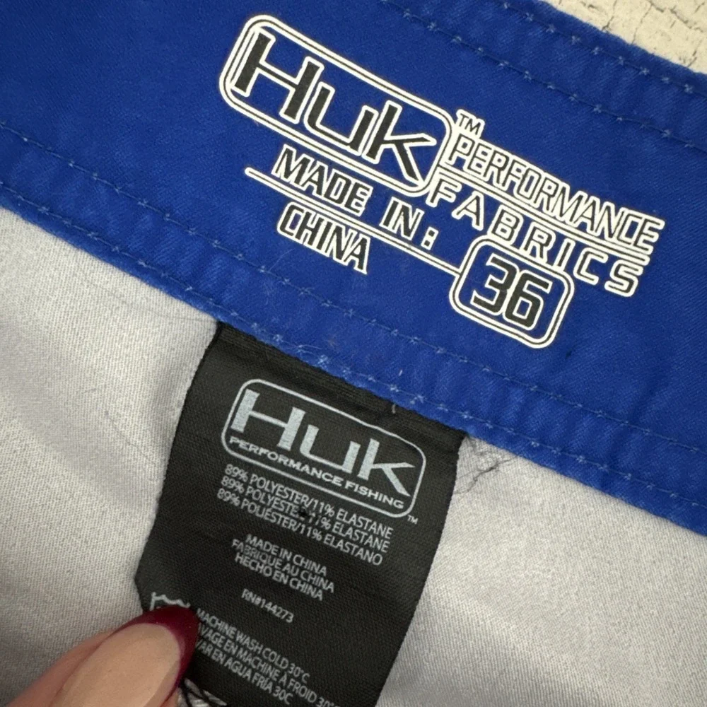 Huk Board Shorts Mens 36 Gray Blue Camo Swim Trunks Outdoor Fishing 9.5